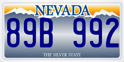 NV license plate 89B992