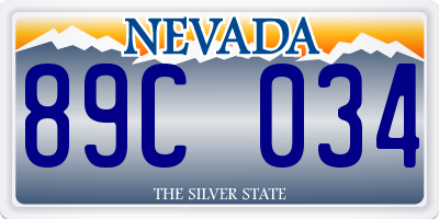 NV license plate 89C034