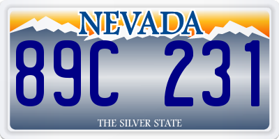 NV license plate 89C231