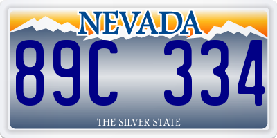 NV license plate 89C334