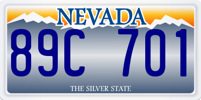 NV license plate 89C701