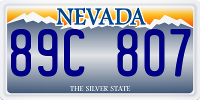 NV license plate 89C807