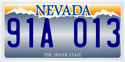 NV license plate 91A013