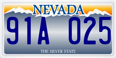 NV license plate 91A025