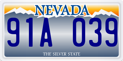 NV license plate 91A039