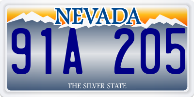 NV license plate 91A205