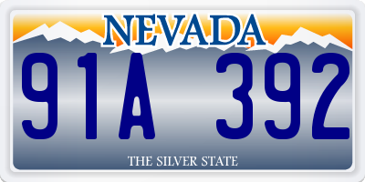 NV license plate 91A392