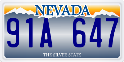 NV license plate 91A647
