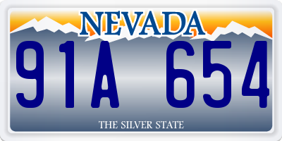 NV license plate 91A654