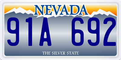 NV license plate 91A692