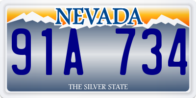 NV license plate 91A734