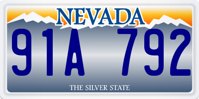 NV license plate 91A792