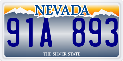 NV license plate 91A893