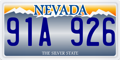 NV license plate 91A926