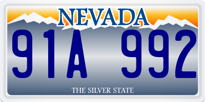 NV license plate 91A992