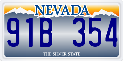 NV license plate 91B354