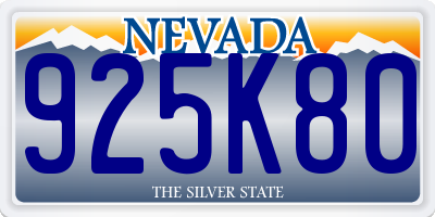 NV license plate 925K80