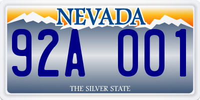 NV license plate 92A001