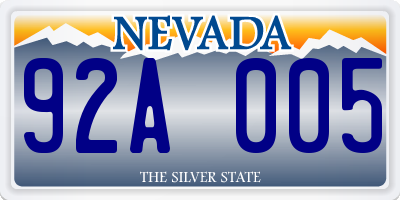 NV license plate 92A005