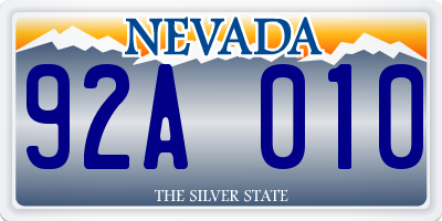 NV license plate 92A010