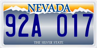 NV license plate 92A017