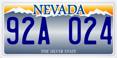 NV license plate 92A024