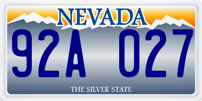 NV license plate 92A027