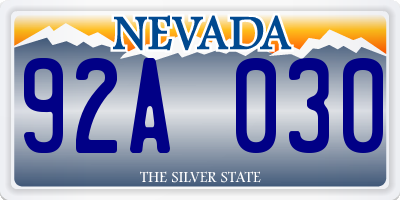 NV license plate 92A030