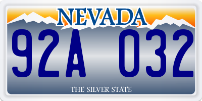NV license plate 92A032