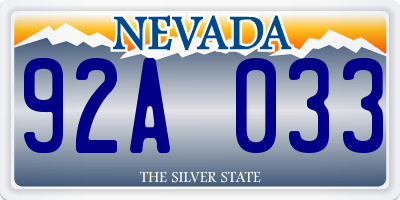 NV license plate 92A033