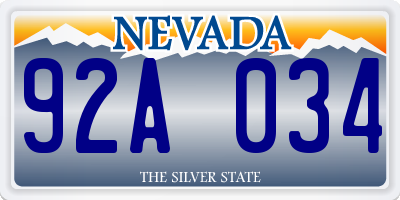 NV license plate 92A034