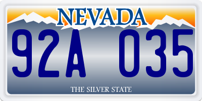 NV license plate 92A035