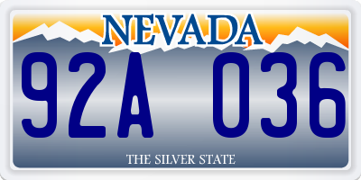 NV license plate 92A036