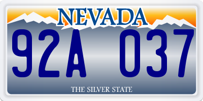 NV license plate 92A037