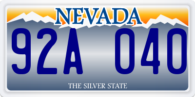 NV license plate 92A040