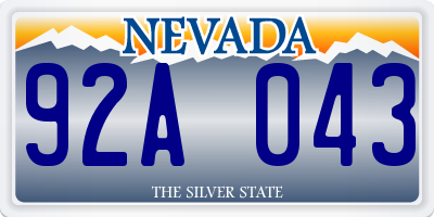 NV license plate 92A043