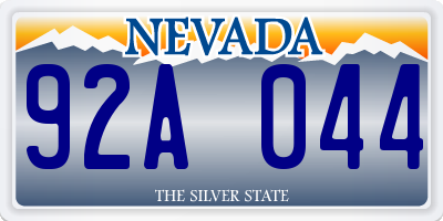 NV license plate 92A044