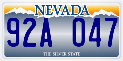 NV license plate 92A047