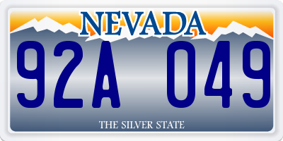 NV license plate 92A049