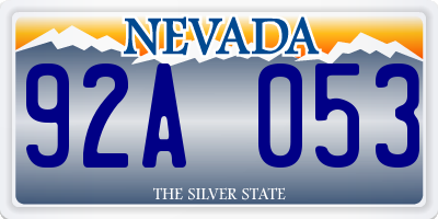 NV license plate 92A053