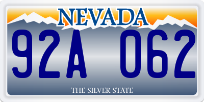 NV license plate 92A062