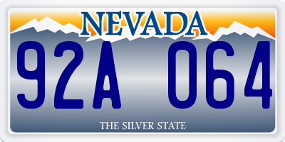 NV license plate 92A064