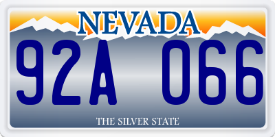 NV license plate 92A066