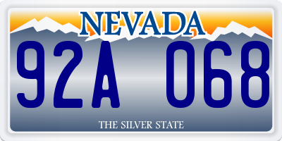 NV license plate 92A068