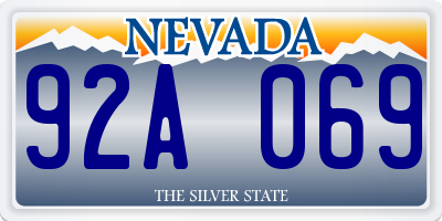 NV license plate 92A069