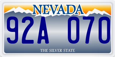 NV license plate 92A070