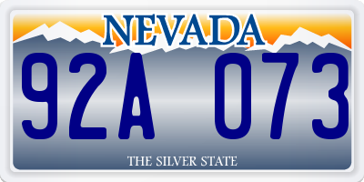 NV license plate 92A073