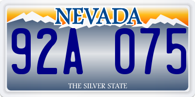 NV license plate 92A075