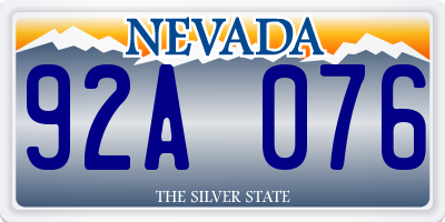 NV license plate 92A076