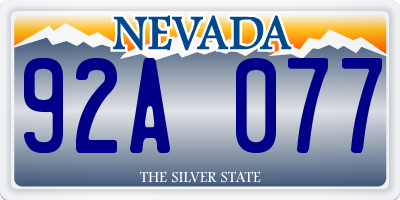 NV license plate 92A077